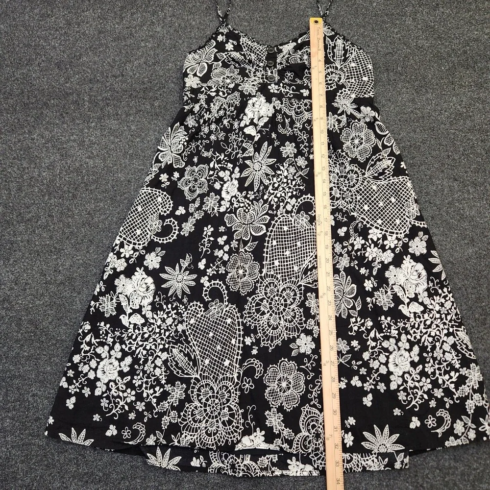 No Boundaries Black White Floral Babydoll Dress Y2K Whimsigoth Cotton Juniors M